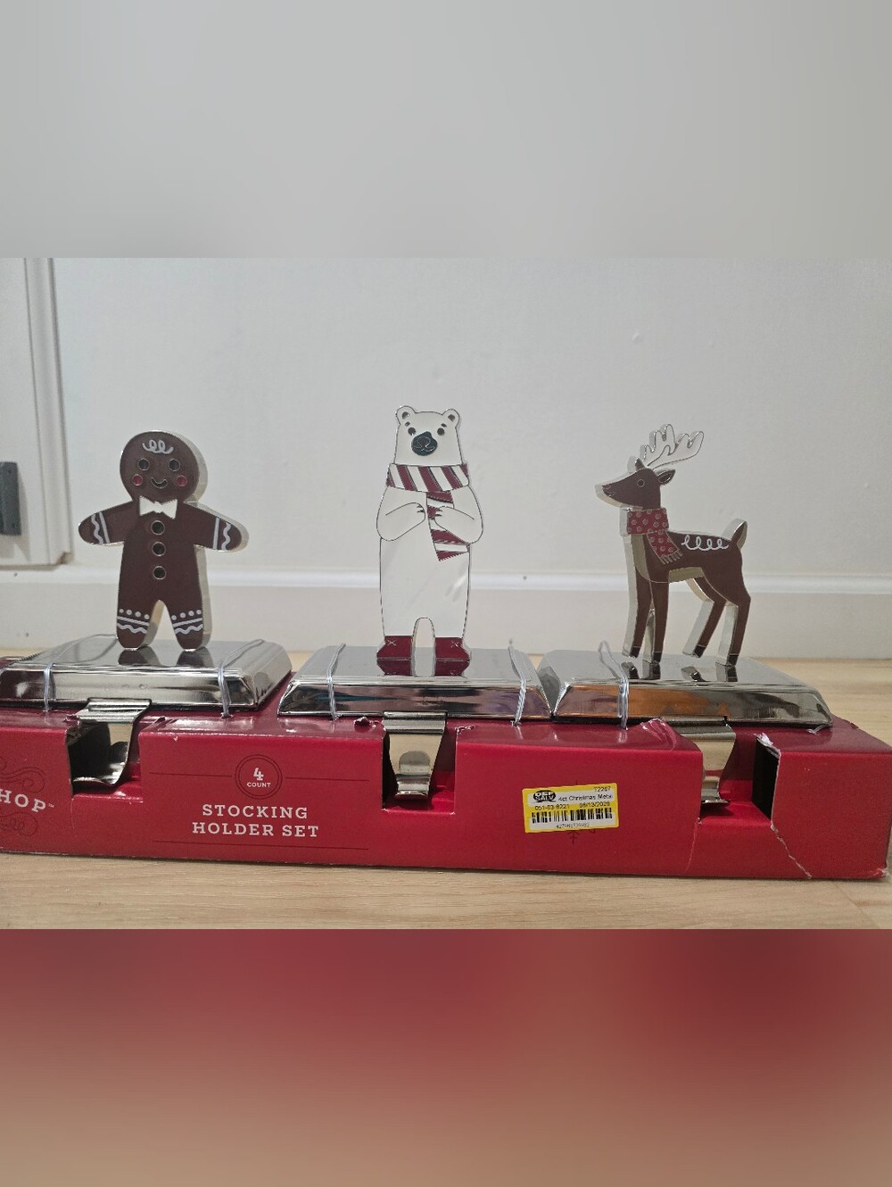 New Holiday Stocking Holders Set - Gingerbread, Polar Bear, Reindeer (Set of 3)